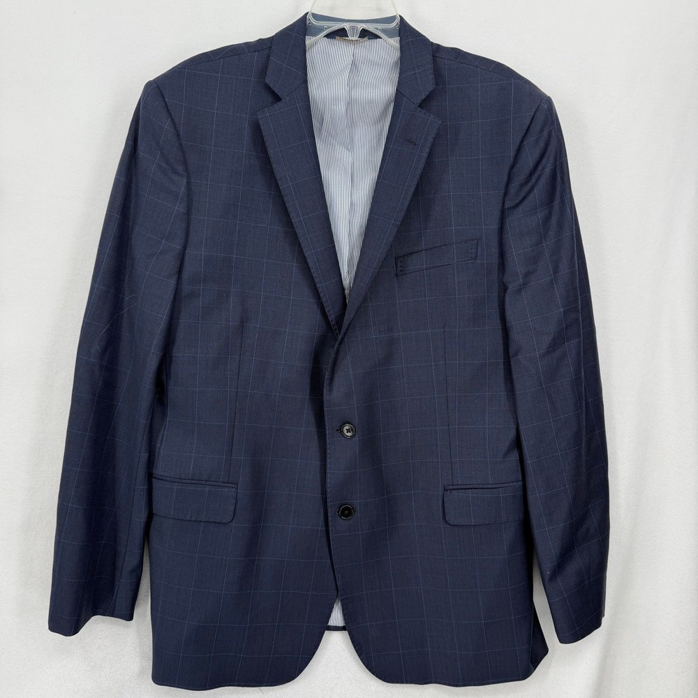 Brooks Brothers Regent Fit Navy Blue Plaid Wool Blend Sport Coat Blazer Men 46